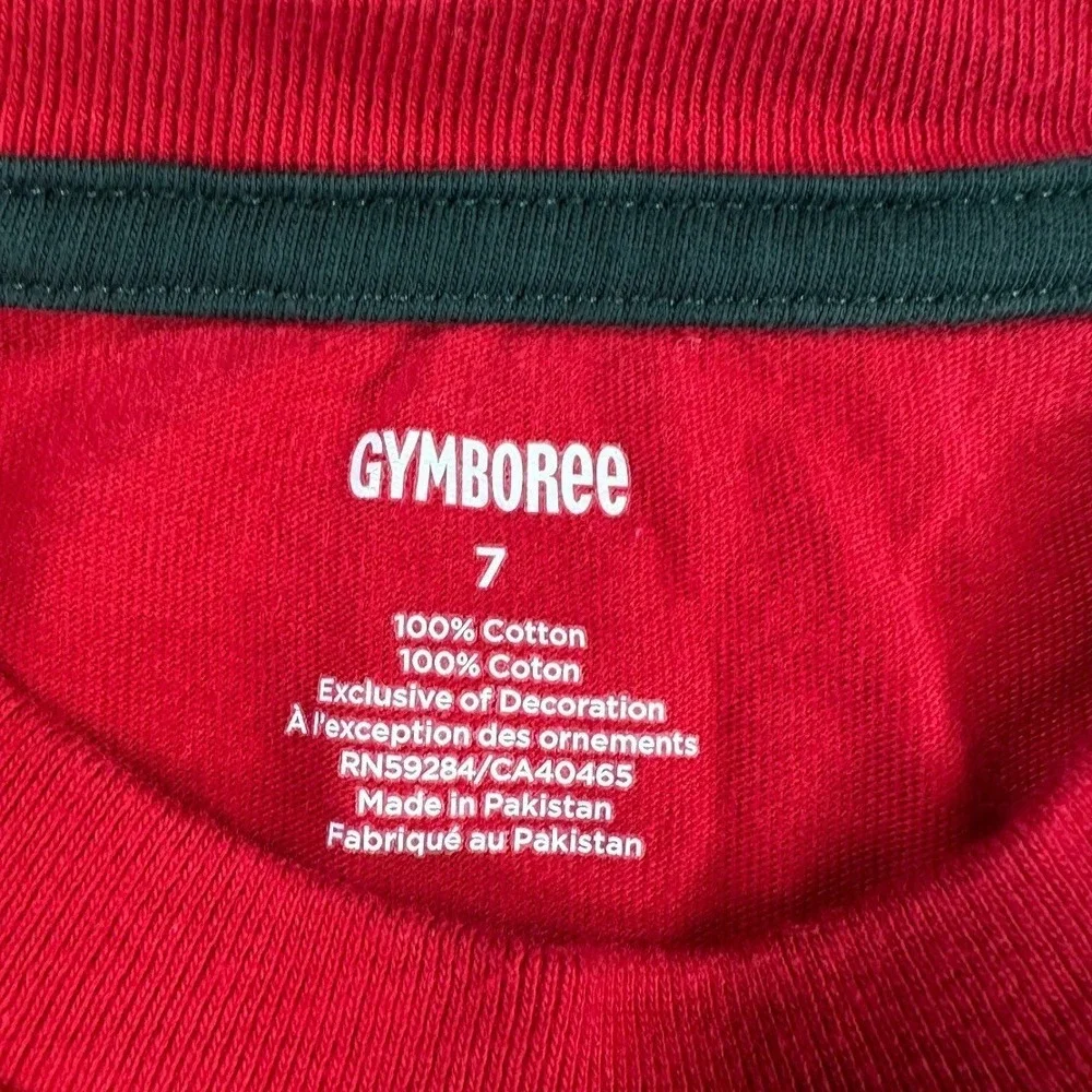 Gymboree Boys Red Christmas Milk and Cookies Long Sleeve‎ Shirt Size 7 Holiday